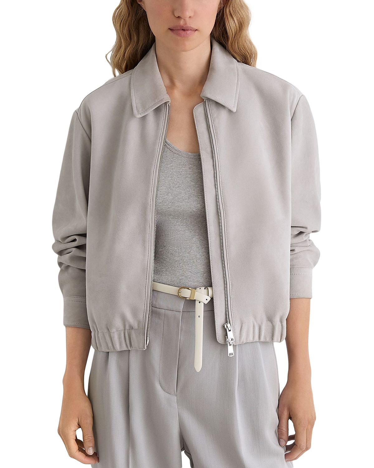 Reiss Petites Lottie Suede Bomber Jacket