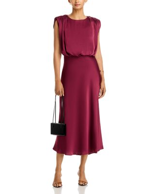 Flora Sleeveless Blouson Silky Satin Dress - thumbnail 2
