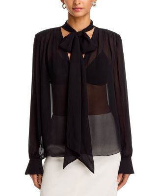 Kaila Sheer Tie Neck Blouse