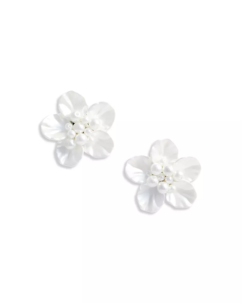 Self-Portrait Imitation Pearl Flower Earrings