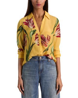 Alice and Olivia Eloise Button Front Silk Blouse