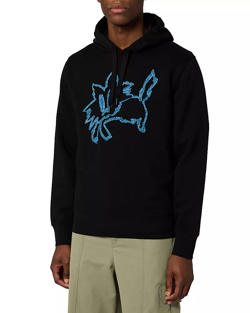 Ps Paul Smith Stitch Cat Cotton Drawstring Hoodie
