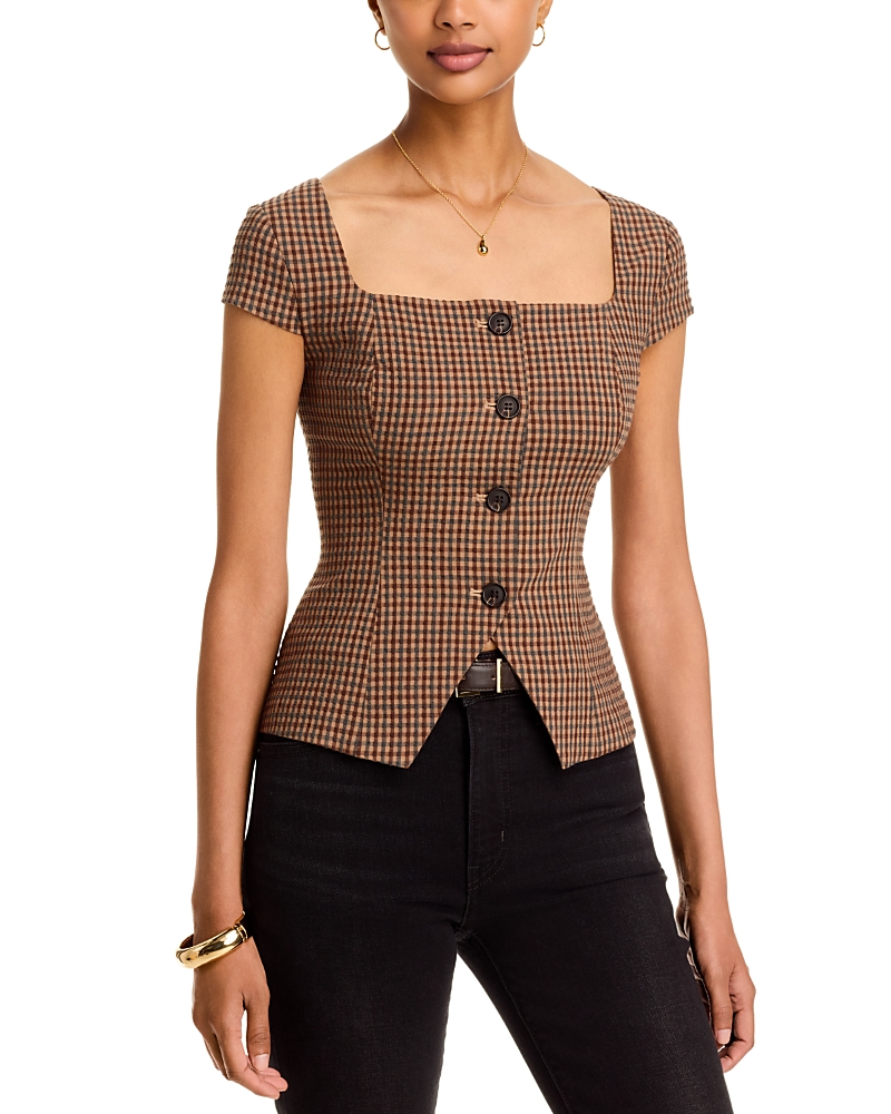 French Connection Diana Textured Square Neck Top