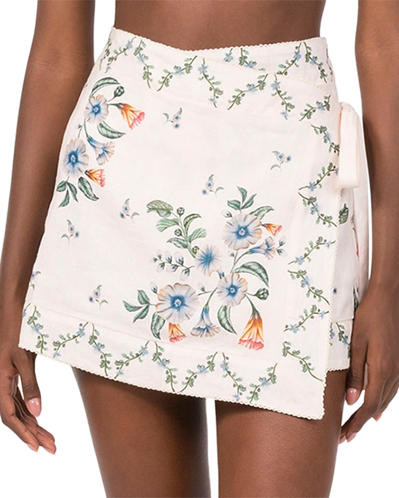 Agua by Agua Bendita Luna Brisa Linen Wrap Cover Up Skirt