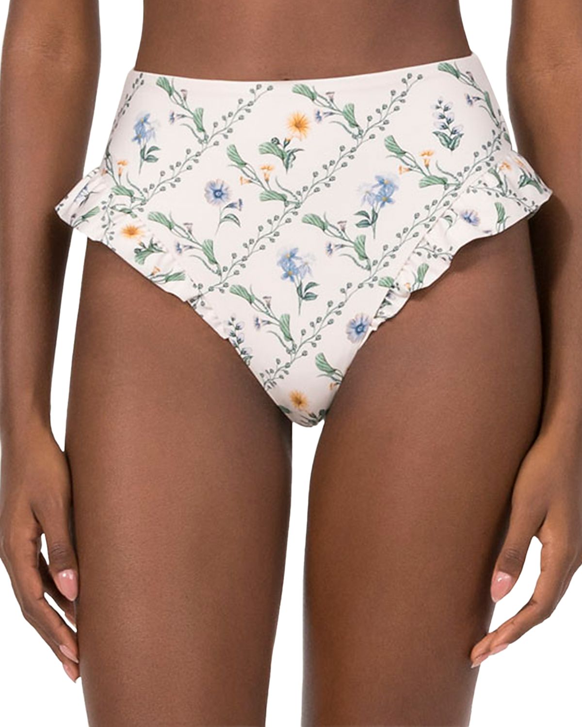 Agua by Agua Bendita Jengibre Briza Printed Ruffle Trim Bikini Bottom