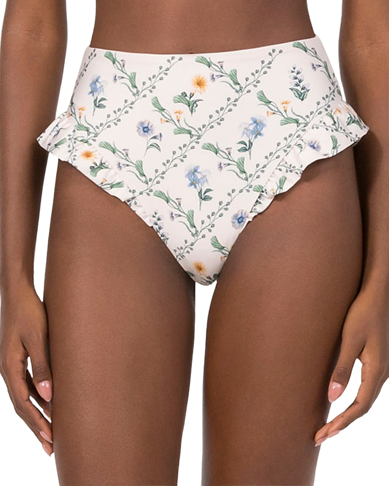 Agua by Agua Bendita Jengibre Briza Printed Ruffle Trim Bikini Bottom