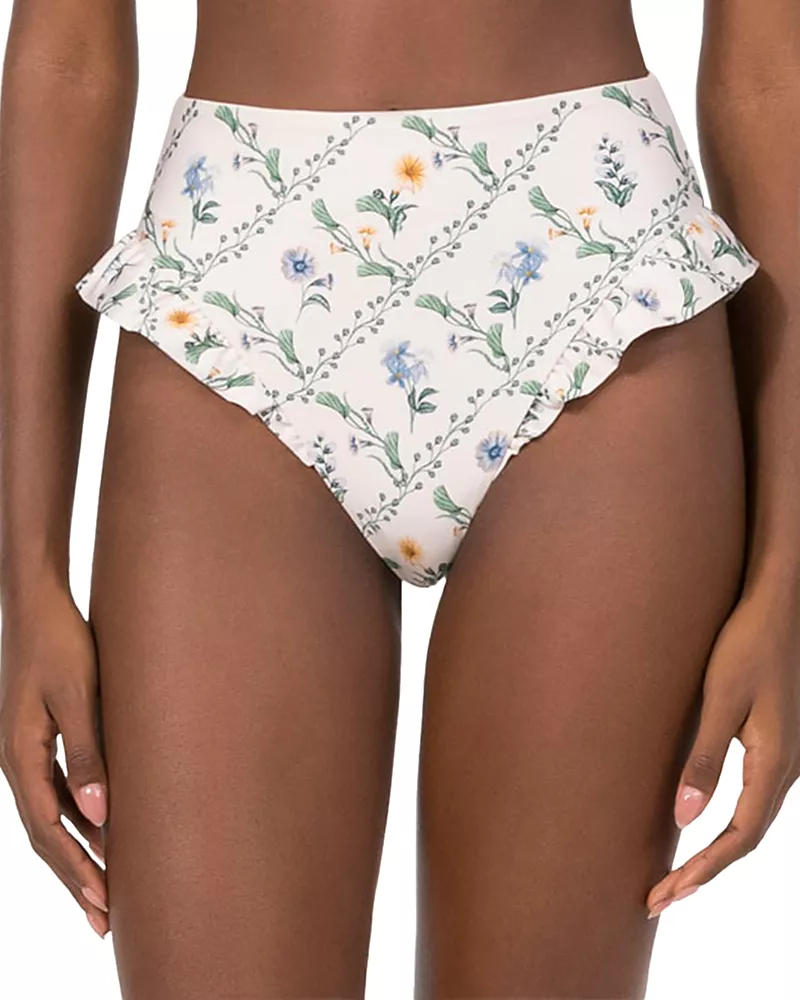 Agua by Agua Bendita Jengibre Briza Printed Ruffle Trim Bikini Bottom