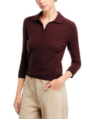 Wool Cashmere Blend Polo Sweater