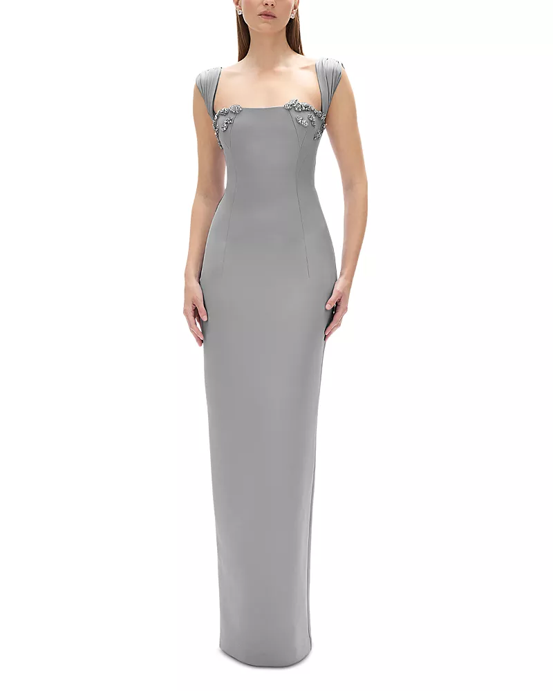 Rachel Gilbert Malia Embellished Square Neck Gown