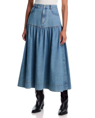 The Western Yoke Cotton Denim Skirt