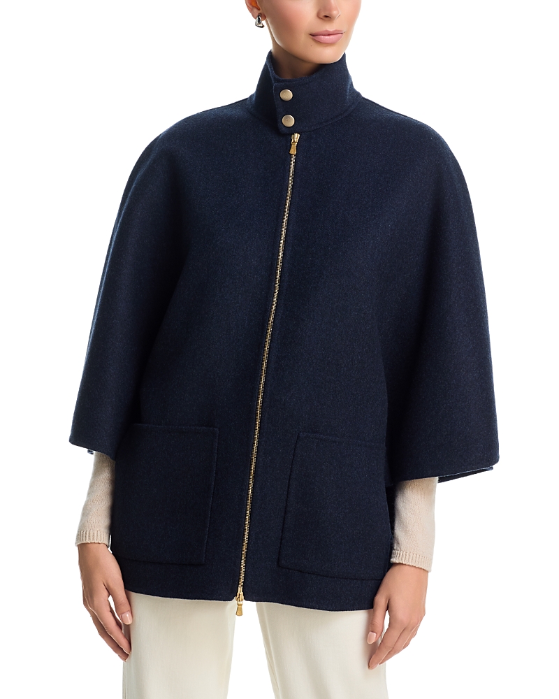 Eleventy Zip Front Wool Blend Cape Jacket