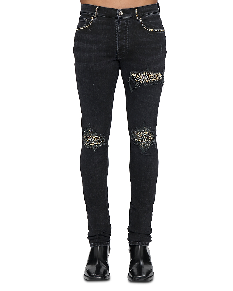 amiri Stud Patch Skinny Fit Jeans in Vintage Black