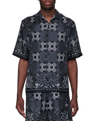 Check Pattern Silk Camp Shirt