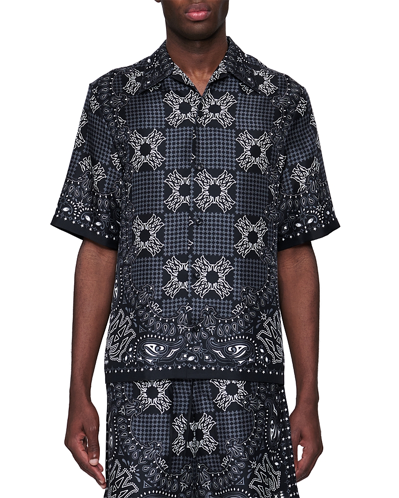 amiri Check Pattern Silk Camp Shirt