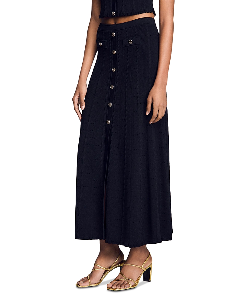 Sandro Pointelle Knit Maxi Skirt