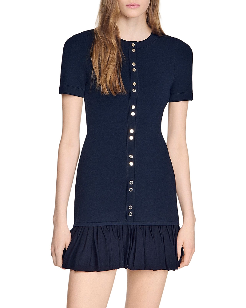 Sandro Keira Ruffled Short Knit Dress