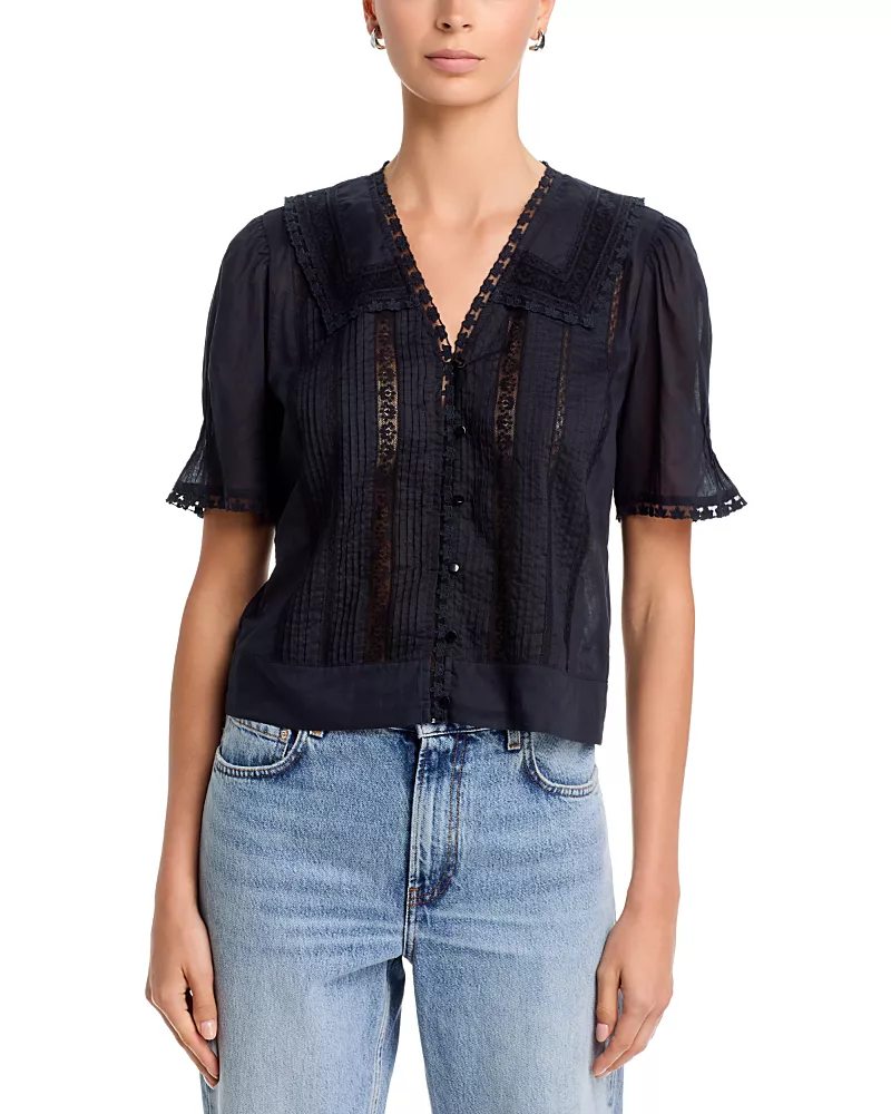 Johnny Was Kayti Pintuck Cotton Blouse