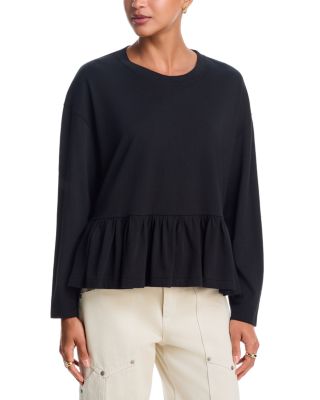Ruffle Long Sleeve Cotton Tee