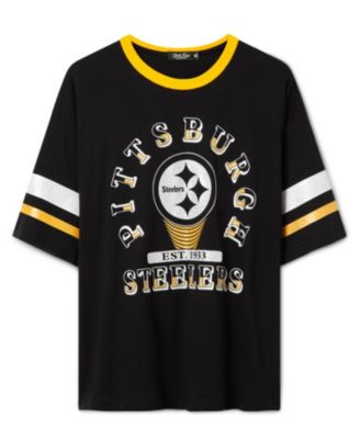  Women's NFL Pittsburgh Steelers Glitter Boxy Ringer
