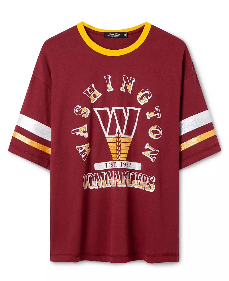 Junk Food Clothing Women's Washington Commanders Glitter Boxy Ringer