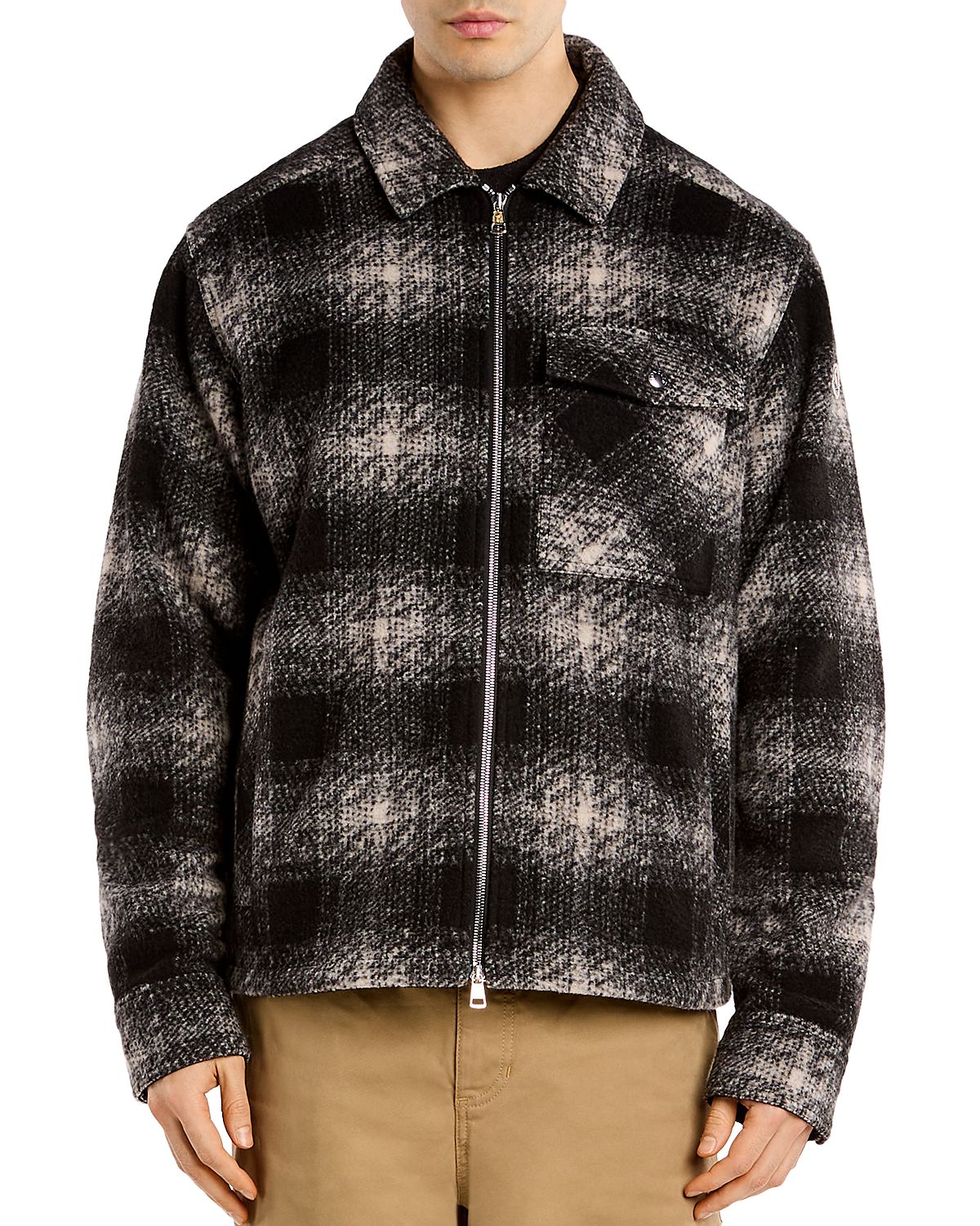 Moncler Point Collar Zip Check Pocket Shirt