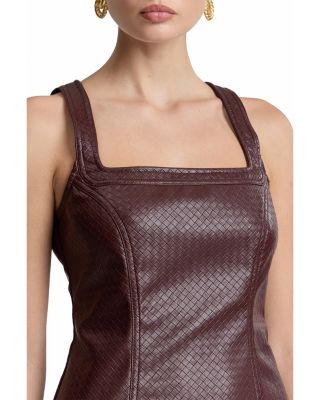 Faux Leather Racer Neck Mini Dress - thumbnail 5