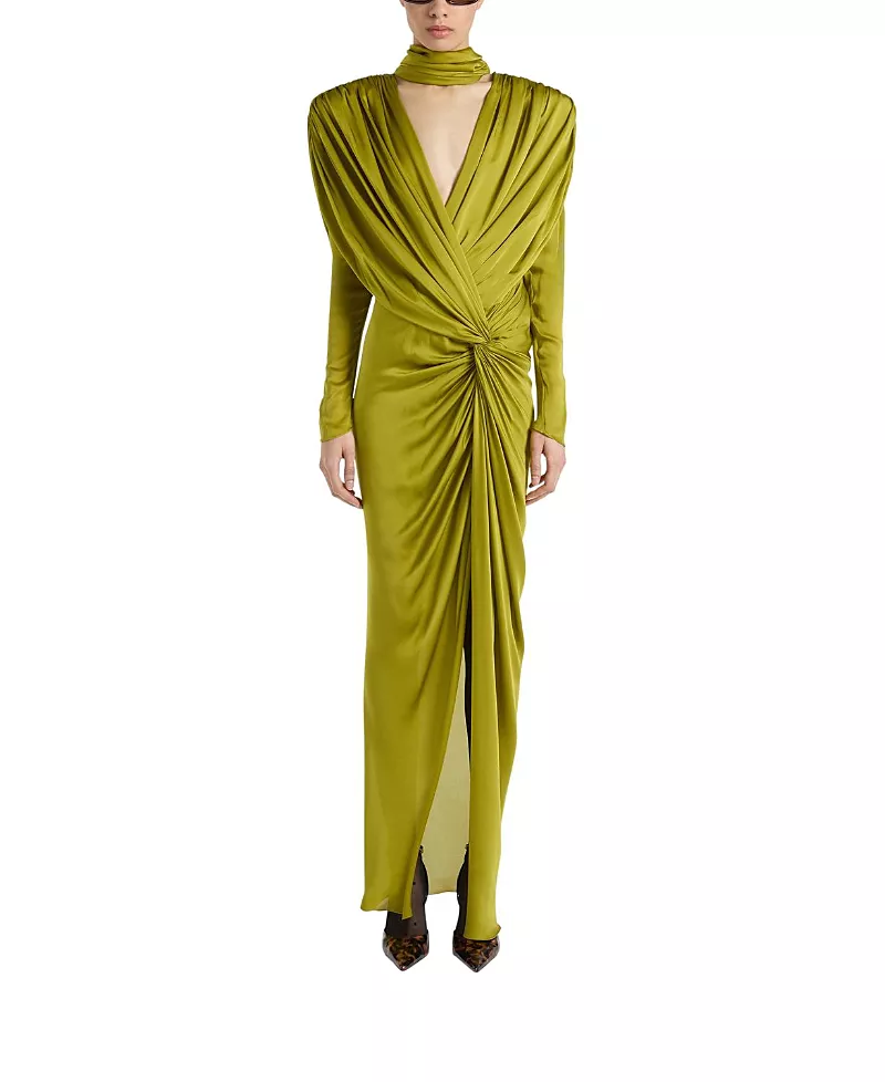Balmain Long Silk Chiffon Dress