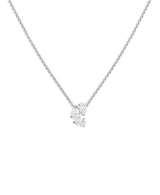 18K White Gold Serti sur Vide Diamond Pear Trio Pendant Necklace, 15-16.5"