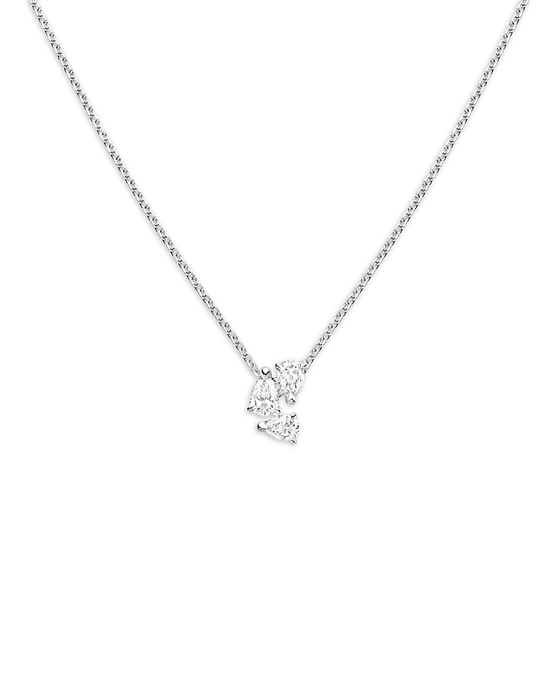 Repossi 18K White Gold Serti sur Vide Diamond Pear Trio Pendant Necklace, 15