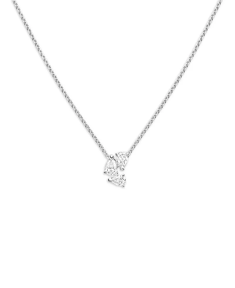 Repossi 18K White Gold Serti sur Vide Diamond Pear Trio Pendant Necklace, 15