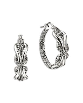 Sterling Silver Love Knot Infinite Hoop Earrings
