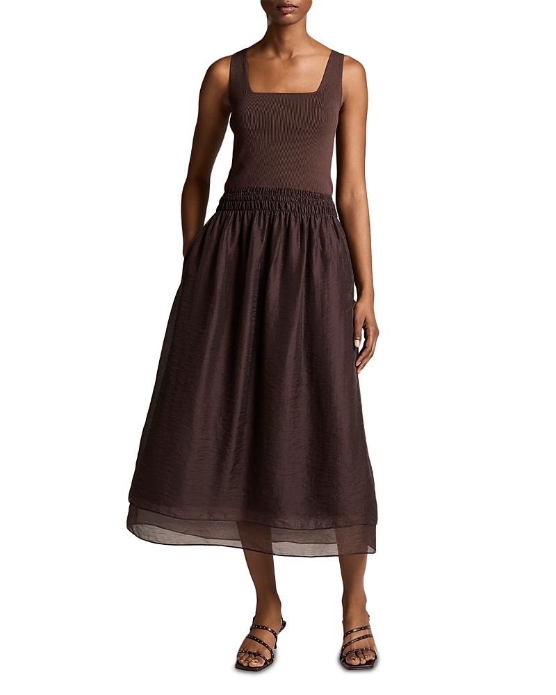 Vince Square Neck Mixed Media Dress