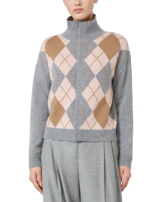 Mstpacche Wool & Cashmere Argyle High Neck Sweater