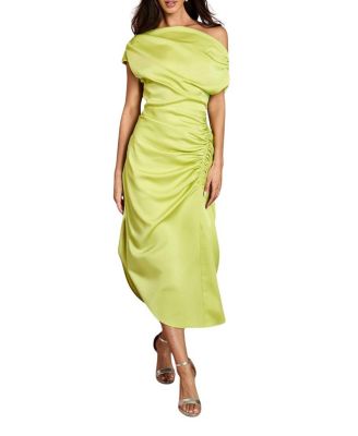 One Shoulder Satin Midi Dress