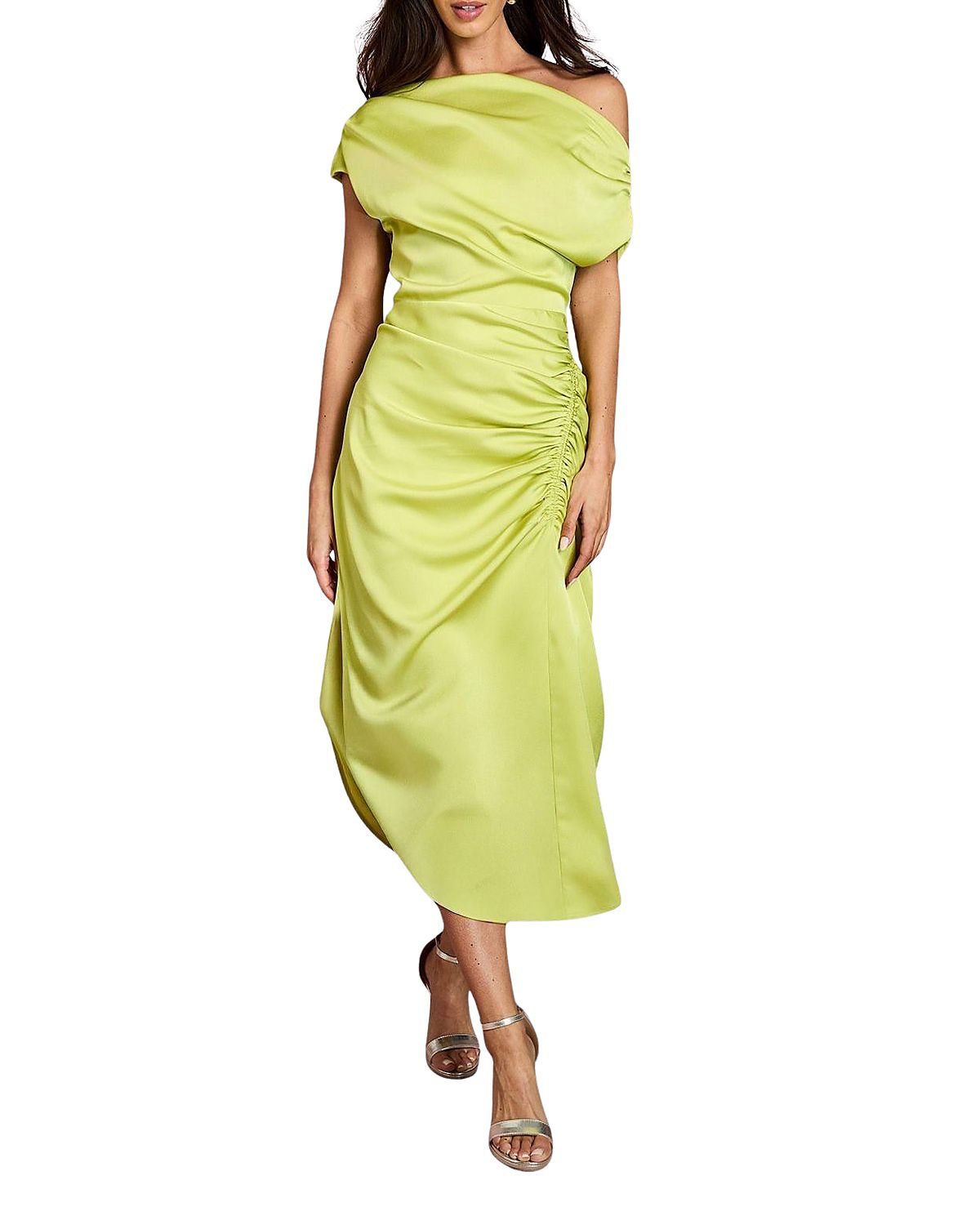 Coast One Shoulder Satin Midi Dress