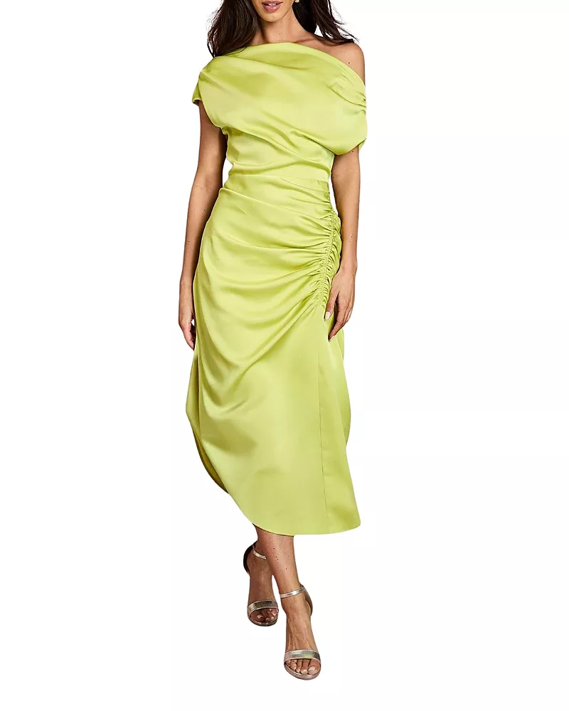Coast One Shoulder Satin Midi Dress