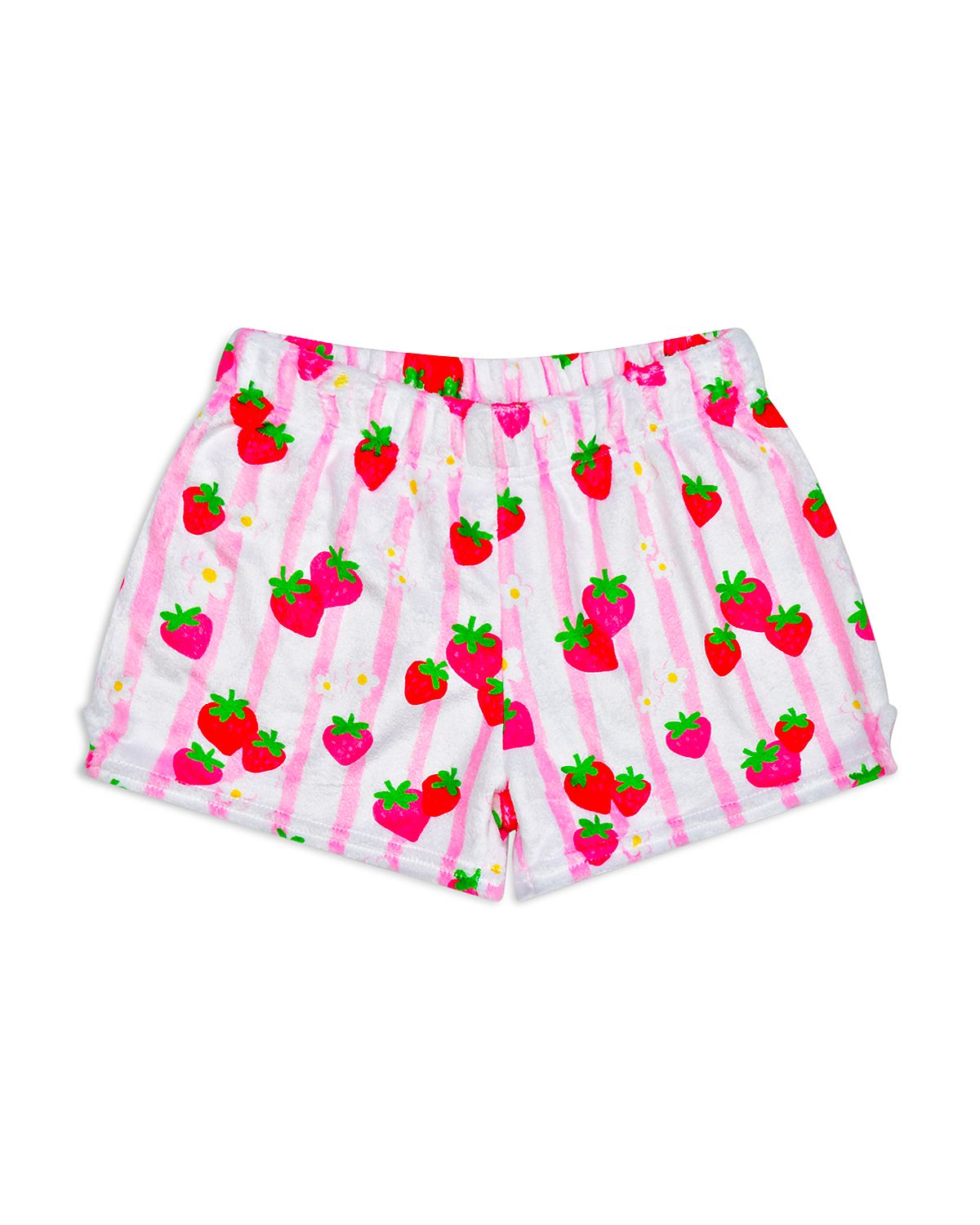 Iscream Girls' Strawberry Striped Plush Shorts - Little Kid, Big Kid