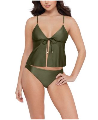  Tie Front Crop Tankini Top