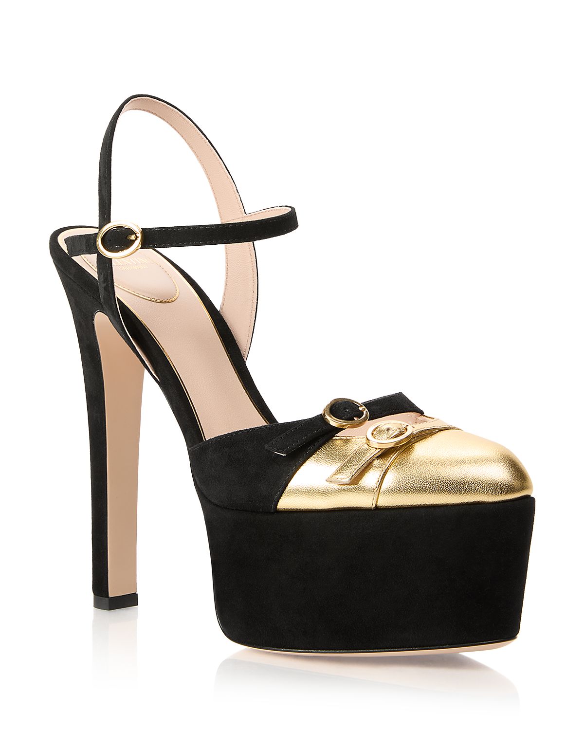 Valentino Garavani Women's Buckled Leather Platform Pumps