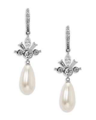 Cubic Zirconia & Imitation Pearl Under the Sea Crown Drop Earrings