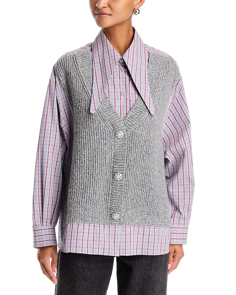 Essentiel Antwerp Kute Fabric Mix Shirt