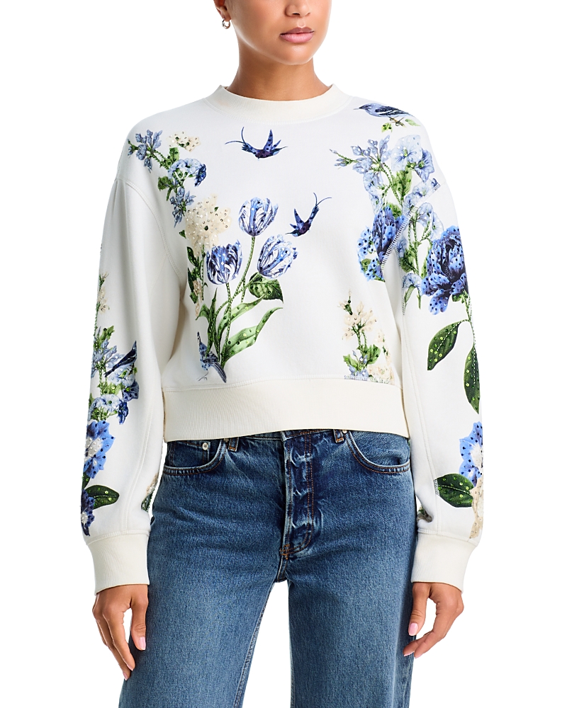 Alice and Olivia Russell Cotton Embellished Sweatshirt