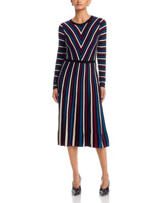 Striped Midi Flared Dress