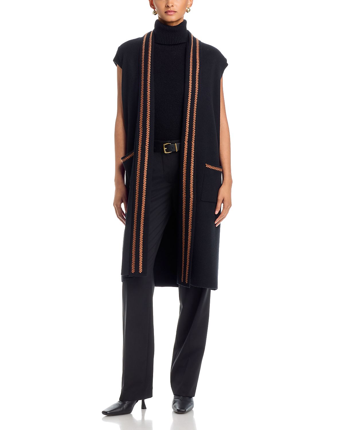 T Tahari Open Front Long Cardigan Sweater