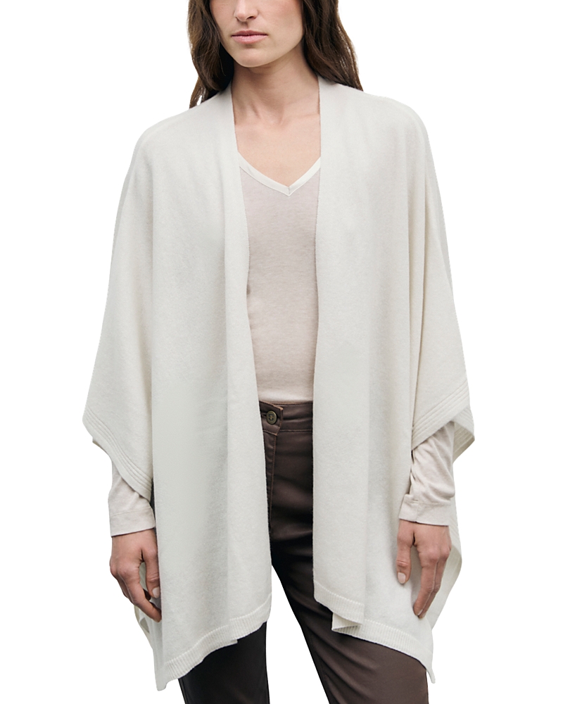 Gerard Darel Reya Cashmere Open Front Poncho In Ecru