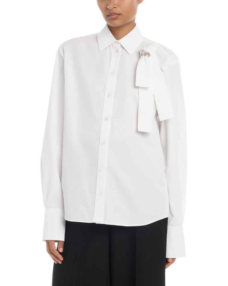 Erdem Cotton Poplin Long Sleeve Shirt in White