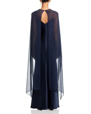 Long Satin Dress with Chiffon Overlay - Exclusive - thumbnail 9