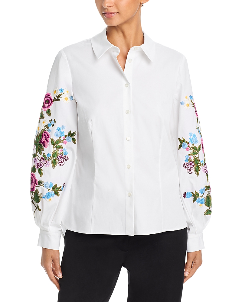 Carolina Herrera Embroidered Puff Sleeve Shirt