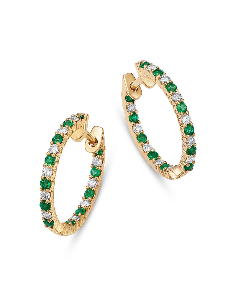 Bloomingdale's Fine Collection Gemstone & Diamond Inside-Out Hoop Earrings in 14K Gold