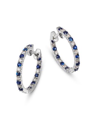 Gemstone & Diamond Inside-Out Hoop Earrings in 14K Gold